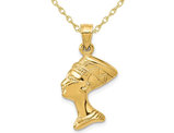Egyptian Nefertiti Charm Pendant Necklace in 14K Yellow Gold with Chain